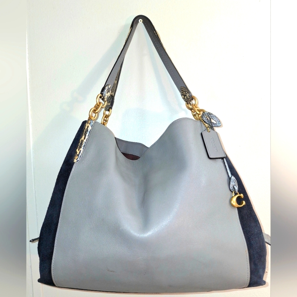 Coach Mixed Leather 76070 Dalton Shoulder Bag Tote Purse